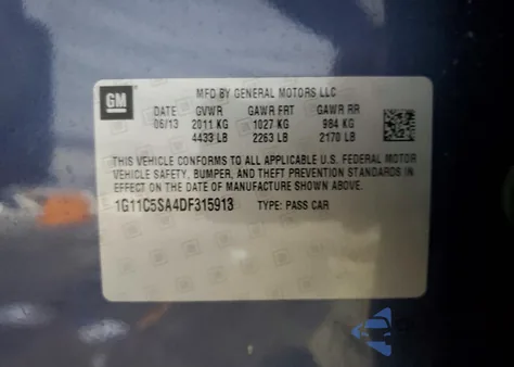 2013 Chevrolet Malibu 1Lt из США, поврежденный, VIN 1G11C5SA4DF315913